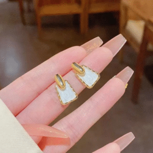 Elegant Ear Studs Golden and White - Jewellery