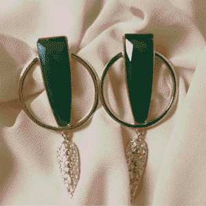 Turkish Golden Emerald and Golden Ear Rings - Jewellery